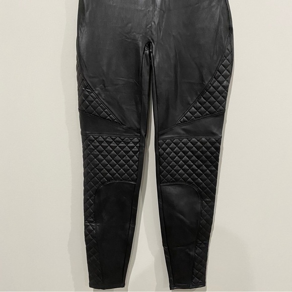 SPANX Quilted Faux Leather Leggings Very Black 20248R Size Large Revolve Concert - Picture 6 of 15